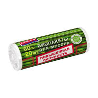 Купить Пакеты для мусора повыш. прочности "BOTANICA" 60 л, рулон 20 шт (белые) 11 мкм (1/20) "AVIKOMP"