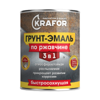 Грунт- эмаль по ржавчине 3 в 1 быстросохнущая серая (RAL 7040) 20 кг (1) "KRAFOR"