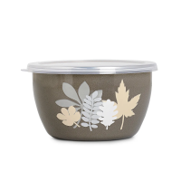 Купить Миска эмалиров. "Осенняя соната" 1,7 л, 16 см пласт. крышка (1/4) "METROT"