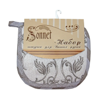 Купить Прихватки набор 2 шт. рогожка, версаль белый (1/80) "SONNET"