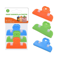 Купить Зажимы для пакетов 6,5 см, набор 3 шт. (1/12/180) "Мультидом" LF75-77