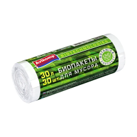 Купить Пакеты для мусора "BOTANICA" 30 л, рулон 30 шт. (белые) 6 мкм (1/45) "AVIKOMP"
