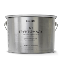 Грунт-эмаль по ржавчине 3 в 1 матовая красная 10 кг (1) "ELCON"