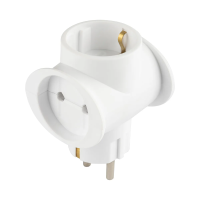 Купить Разветвитель электрический "Викей'' тс-3, 2 гнезда+1 гнездо с заземл, 16 а, белый (1/100) "Веллконт"