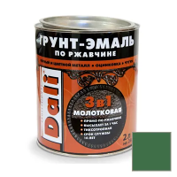Грунт- эмаль по ржавчине "DALI" 3 в 1 молотковая зеленая  2 л (1/3) "Рогнеда"