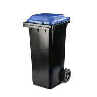 Купить Бак пласт. для мусора с крышкой на колесах 120 л (черный/синий) (1) "Альтернатива" м4667