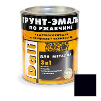 Грунт- эмаль по ржавчине "DALI"  3 в 1 черная (RAL 9005)  2 л (1/3) "Рогнеда"
