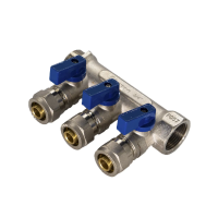 Купить Коллектор с шаров. кранами для м/п труб 3/4" X 16 мм 3 выхода (внутр./наруж. резьба) (1/20) "Стм"