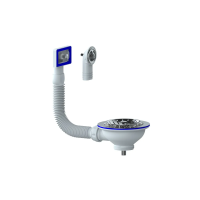 Купить Выпуск для мойки 1 1/2" D 40 мм с прямоуг/кругл. переливом, нерж.чашка (1/50) "UNICORN" E157