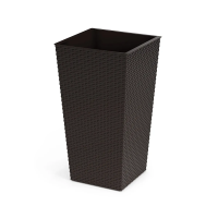 Купить Кашпо для цветов напольное "Ротанг" со вставкой 325*325*610 мм (мокко) (1/3) "Альтернатива" м8848