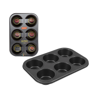 Купить Форма для выпечки кексов антипригарн., 6 ячеек D=8 см,  31,3*21,7*4 см (1/24) "MALLONY" BF-033