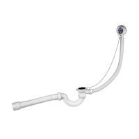 Купить Сифон для ванн 1 1/2" х 40 мм с переливом и гофротрубой 500 мм 40х40/50 мм (1/30) "WIRQUIN"