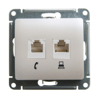 Купить Розетка компьютерная и телеф. "GLOSSA" 2-х местн. RJ11+RJ45 (механ.) перламутр(1/10/160) "SCHNEIDER"
