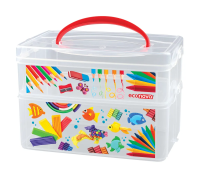 Купить Коробка универс. с ручкой и декором "ART BOX" 2 секции, 245*160*165 мм (1/9) "Бытпласт"