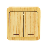 Купить Выключатель открыт. уст. "VIOLA" 2-х кл. с индикатором, беленый дуб (1/12/144) "LEZARD" 751-5200-112