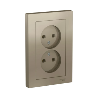 Купить Розетка "ATLASDESIGN" 2-х местн. 16а, шампань (1/6/36) "SCHNEIDER"