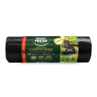 Купить Пакеты для мусора суперпрочные 60 л рулон 15 шт. (черные) 25 мкм (1/20) "MASTER FRESH"