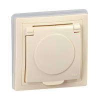 Купить Розетка "KVARTA" 1 местн. с заземл, с шторк, с крышкой рсбш10-3-ккм-44, 16а, кремовый(1/8/160) "IEK"