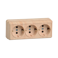 Купить Розетка открыт. уст. "Октава" 3-х местн. с заземл. рс23-3-ос, 16а, сосна (1/20/240) "IEK"