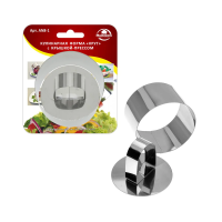 Купить Форма кулинарная "Круг" нержав. D=8 см, H=4,5 см с крышкой-прессом (1/6/120) "Мультидом" AN8-1