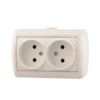 Купить Розетка открыт. уст. "NATA" 2-х местн. (керамика) белый (1/10/120) "LEZARD" 710-0200-128