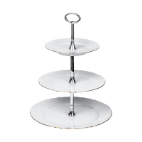 Купить Блюдо 3-х ярусное "ROCOCO" золотая кайма 26/21/17 (1/6) "CMIELOW" OMDZ21-рококо-62