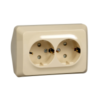 Купить Розетка открыт. уст. "Этюд" угловая 2-х местн. с заземл, с шторками 16а, крем. (1/8/64) "SCHNEIDER"