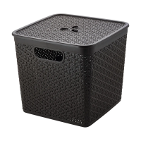 Купить Корзина универс. с крышкой "RATTAN" 300*300*280 мм 21 л (темный каштан) (1/6) "KEEPLEX" KL130511011