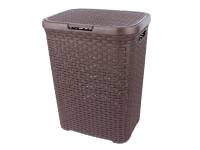 Купить Корзина для белья прямоуг. 60 л "Ротанг" (коричневая) с крышкой (1/8) "Виолет"