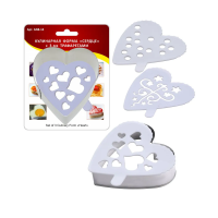 Купить Форма кулинарная "Сердце" нержав. 8*7,5*2,5 см с 3 трафаретами (1/12/144) "Мультидом" AN8-14