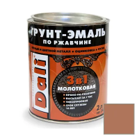 Грунт- эмаль по ржавчине "DALI" 3 в 1 молотковая медная  2 л (1/3) "Рогнеда"