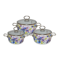 Купить Набор кастрюль эмалиров. №02 "IRIS" белосн. (2 + 3 + 4 л) "VITROSS"  1DA025S