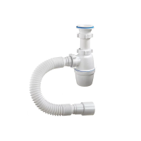 Купить Сифон 1 1/2" х 40 мм с гофротрубой, с пласт. выпуском (1/35) "ORIO" а-7001