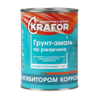 Грунт- эмаль по ржавчине красно-коричневая  1 кг (1/14) "KRAFOR"
