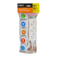 Купить Удлинитель 5 м 3 розетки  с/у S 3x5, 2200 вт (1/20) "Старт"