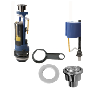 Купить Арматура водосливная 2 кноп. (гальв.), нижний подвод (1/18) "DI" сб2-нпррф-хх-ккрпс DI P