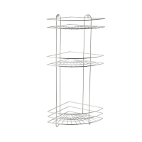 Купить Полка для ванной угловая 3-х ярусная 23*23*58,5 см, с крючками, хром. (1/8) "DEL MARE" SWR-18-03