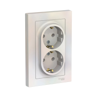 Купить Розетка "ATLASDESIGN" 2-х местн. с заземл. 16а, жемчуг (1/6/36) "SCHNEIDER"