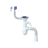 Купить Сифон для мойки с выпуском 3 1/2" с гибким соедин. и прямоуг/кругл. переливом (1/25) "UNICORN" B427