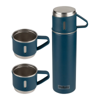 Купить Термос нержав. "FESTA" 0,5 л + 3 термокружки (синий) (1/12) "MALLONY"