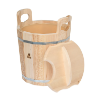 Купить Запарник для бани и сауны "Цветочный орнамент" 14 л с крышкой, пластик. вставка, липа (1) 32695