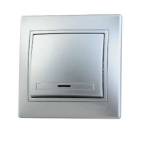 Купить Выключатель "MIRA" 1 кл. с индикатором, серый металлик (1/10/120) "LEZARD" 701-1010-111