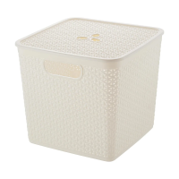 Купить Корзина универс. с крышкой "RATTAN" 300*300*280 мм 21 л (белое облако) (1/6) "KEEPLEX" KL130511048