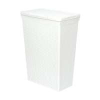 Купить Корзина для белья узкая 50 л "Лофт" (белая) с крышкой (1/10) "Виолет"