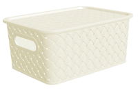 Купить Корзина для хранения с крышкой "Береста"  7,5 л  35*24,5*10,5 см (слоновая кость) (1/12) "Виолет"