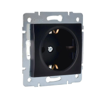 Купить Розетка "KARINA" 1 местн. с заземл. (механизм) черный бархат (1/10/120) "LEZARD" 707-4288-122B