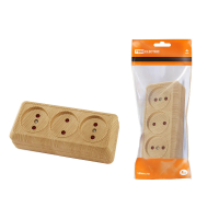 Купить Розетка 3-х местн. откр. уст. 10A 250в IP20 с защит.шторками "Ладога" сосна (1/6/60) TDM SQ1801-0425