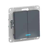 Купить Выключатель "ATLASDESIGN" 2-х кл. с индикатором (механизм) 10а, грифель (1/10/60) "SCHNEIDER"