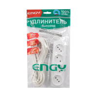 Купить Удлинитель "ENGY эконом" 10 м, 4 розетки (шввп 2 х 0,75) белый (1/35)