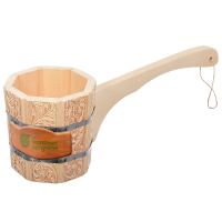 Купить Ковш-черпак для бани и сауны 1,5 л с длинной ручкой, орнамент "Цветы", липа (1/5) "Банные штучки" 3
